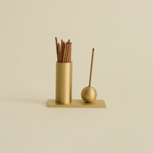 Load image into Gallery viewer, Cylinder &amp; Sphere Brass Incense Holder