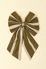 Load image into Gallery viewer, Block Print Stripe Bow Clip, Olive