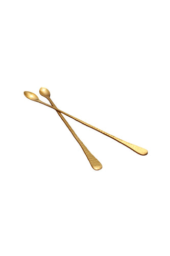 Pebble Long Brass Spoons - Set of 2