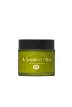 Load image into Gallery viewer, Green jar of 'My Neighbor's Tallow' balm on a white background