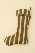 Load image into Gallery viewer, Block Print Stripe Stocking, Olive