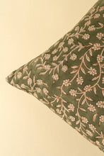 Load image into Gallery viewer, Wildvine Block Print Pillow, Olive