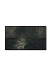 Black Night Ship Frame TV Art